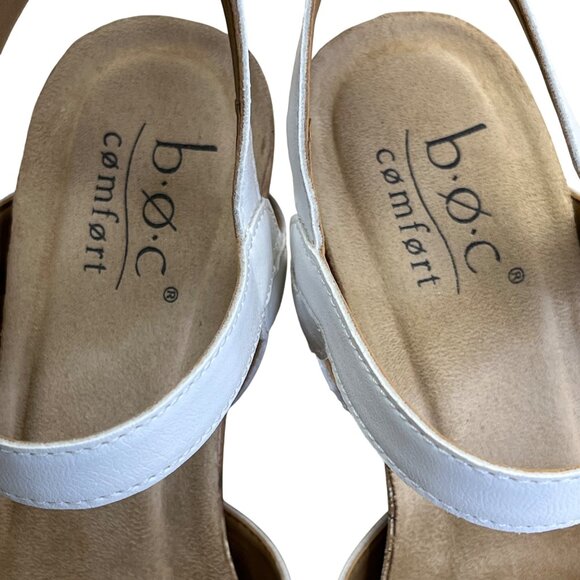 B.O>C Women’s White With Adjustable Strap & Cork Wedges Apple Sandal Size 8M - Picture 5 of 10